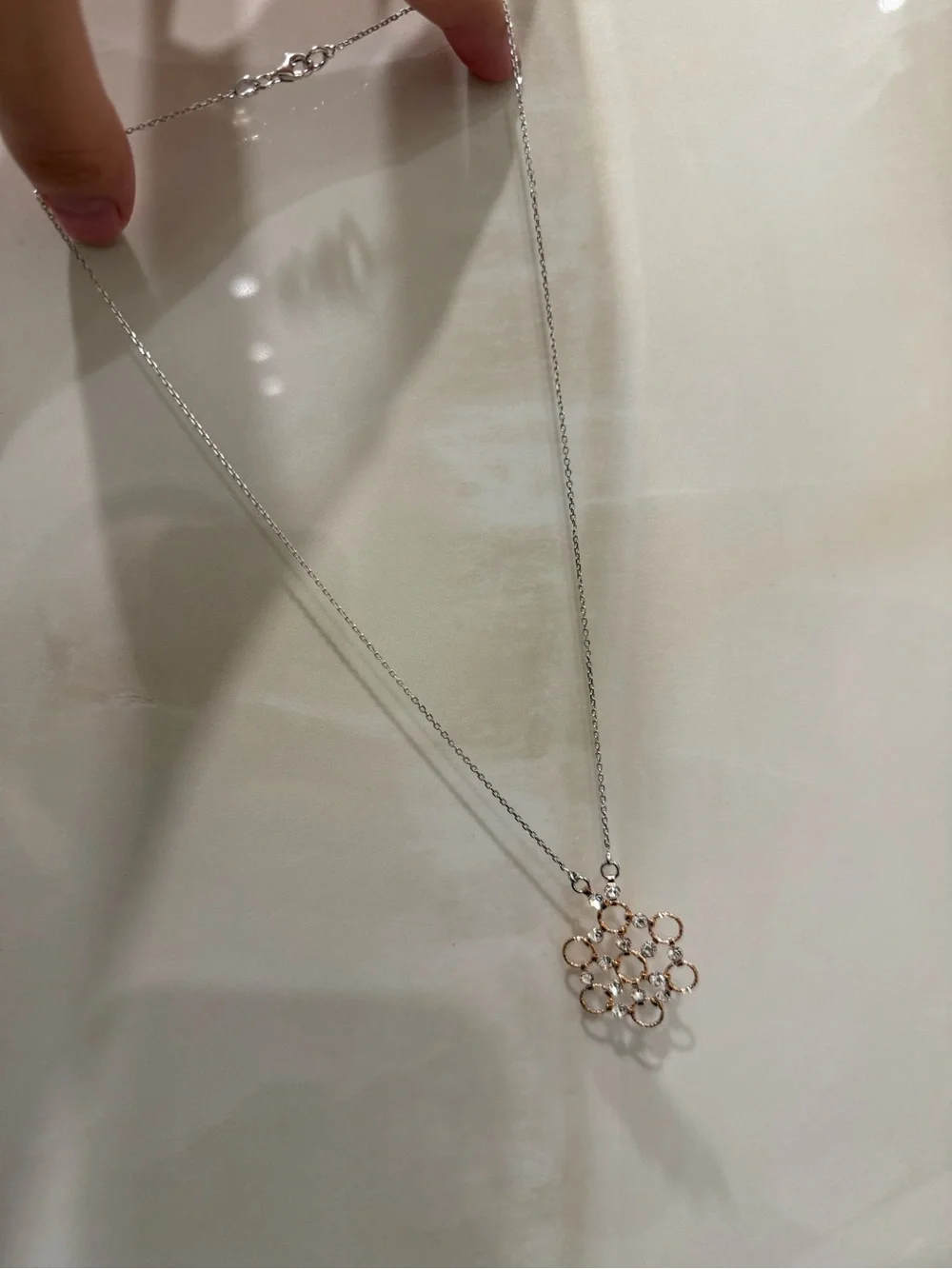 925 Sterling Silver Rose Gold Cluster Necklace